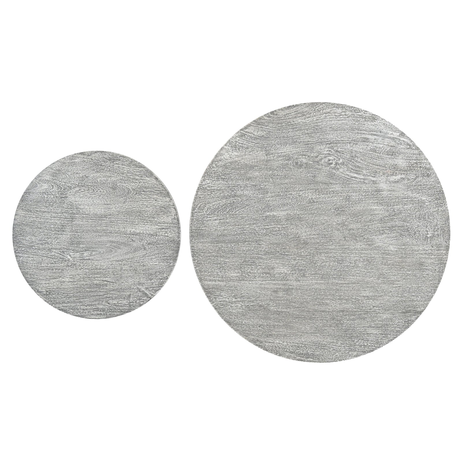 Minimalist Round Wooden Accent Center Table Set with Column Pedestal Base