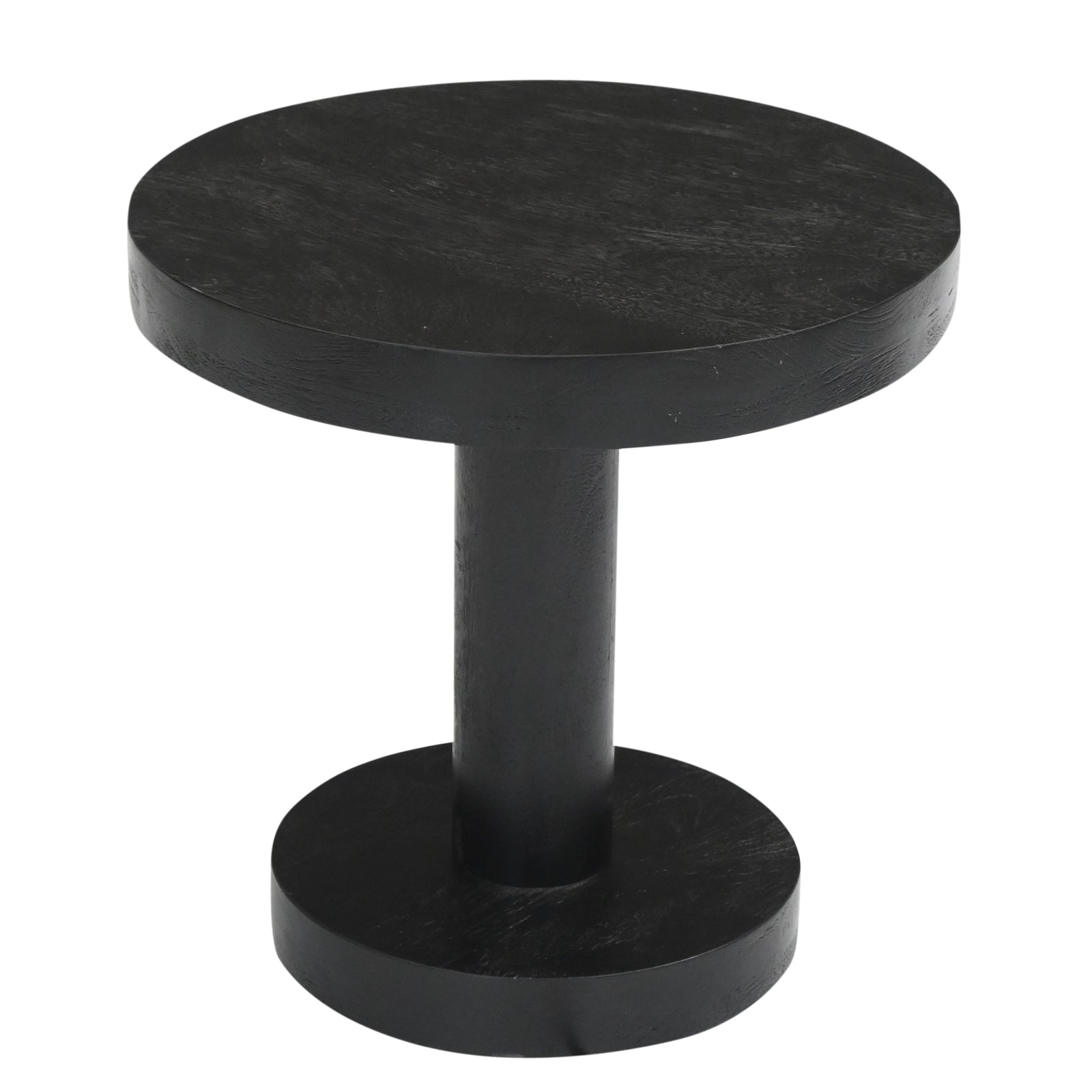 Minimalist Round Wooden Accent Center Table Set with Column Pedestal Base