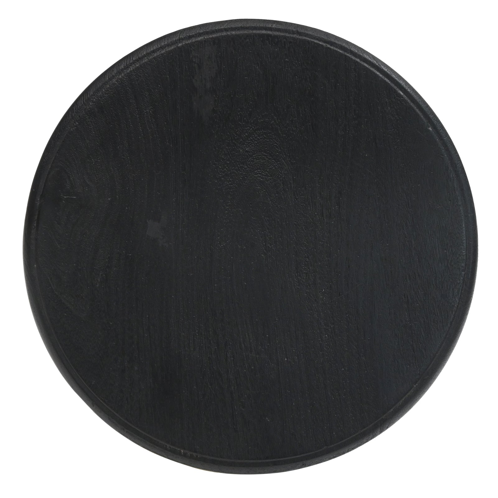Solid Wood Round Accent End Table with Grooved Rim Top