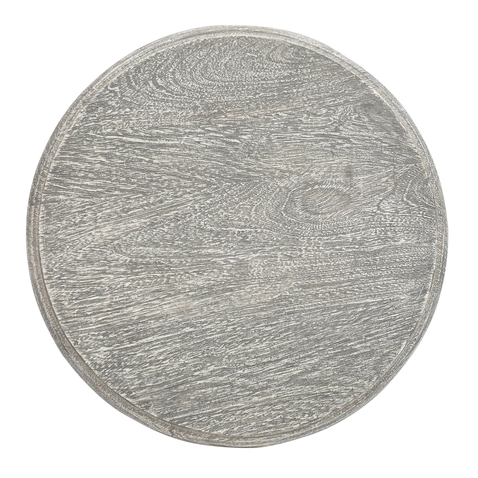 Solid Wood Round Accent End Table with Grooved Rim Top