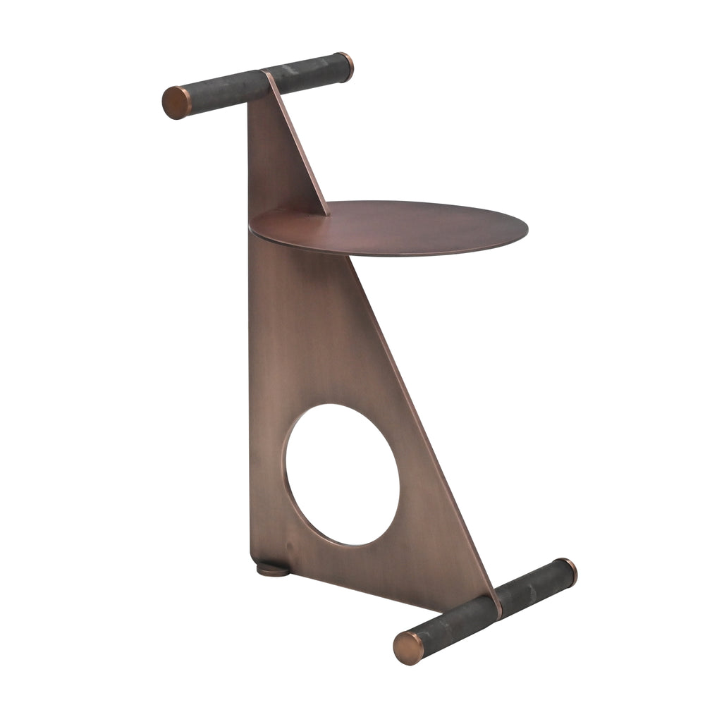 Trinity Geometric Metal Side Table, Antique Brushed Copper – product view