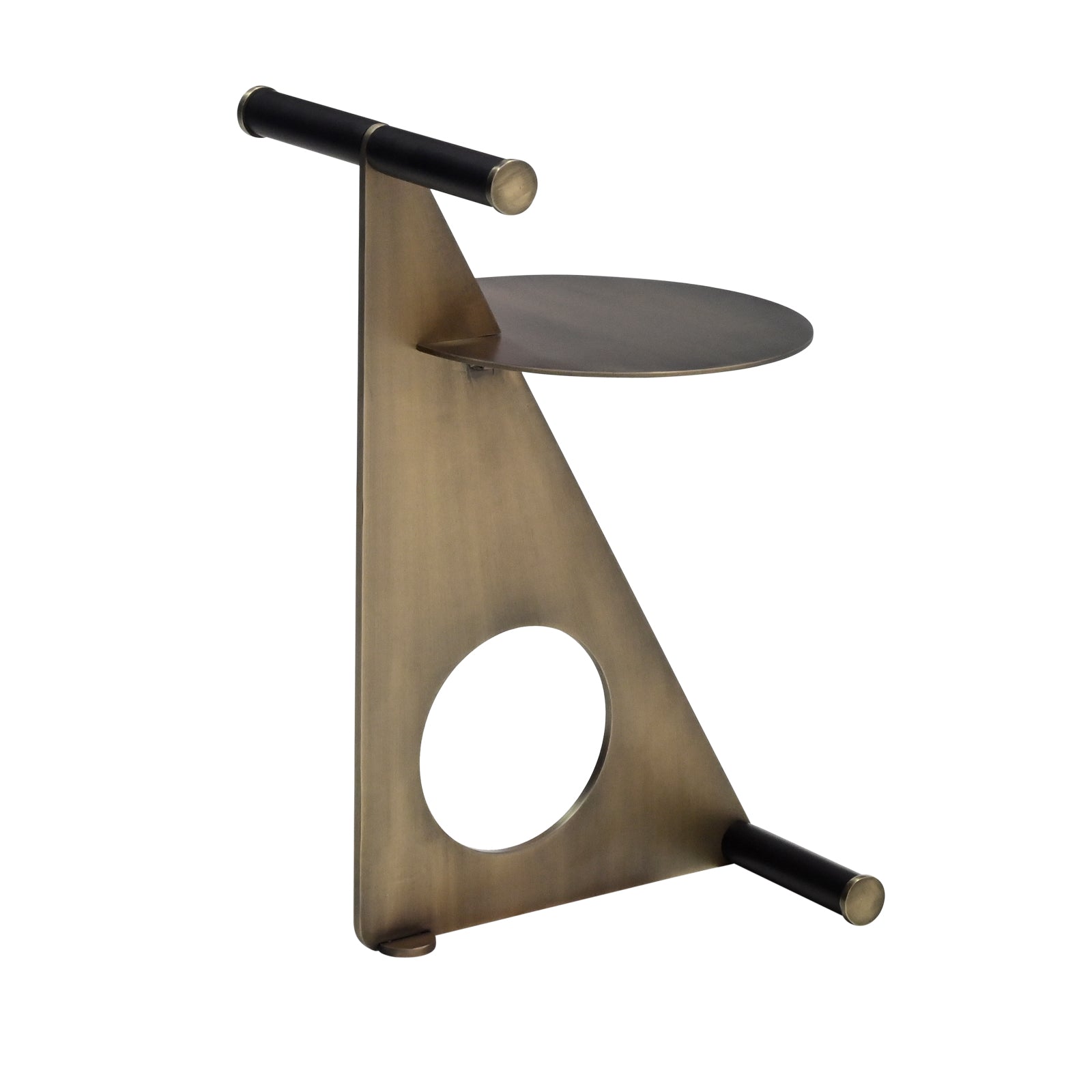 Trinity Geometric Metal Side Table, Antique Brushed Gold – product view