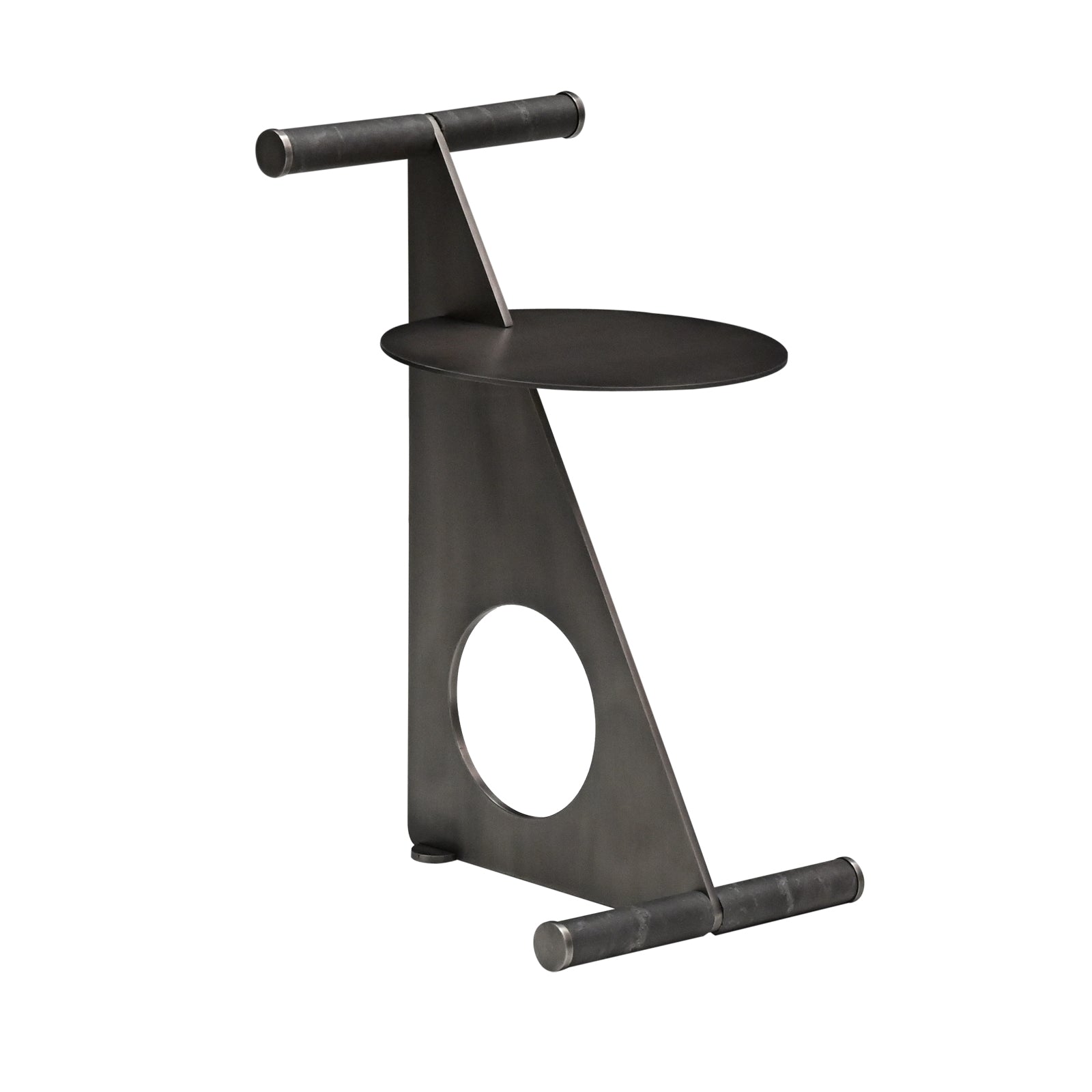 Trinity Geometric Metal Side Table, Antique Brushed Nickel – product view