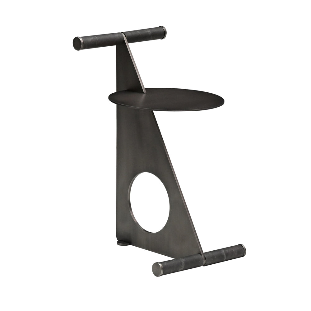 Trinity Geometric Metal Side Table, Antique Brushed Nickel – product view