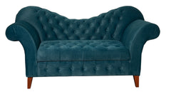 "Luxury Teal Velvet Tufted Chaise Lounge  Sofa with Rolled Arms"