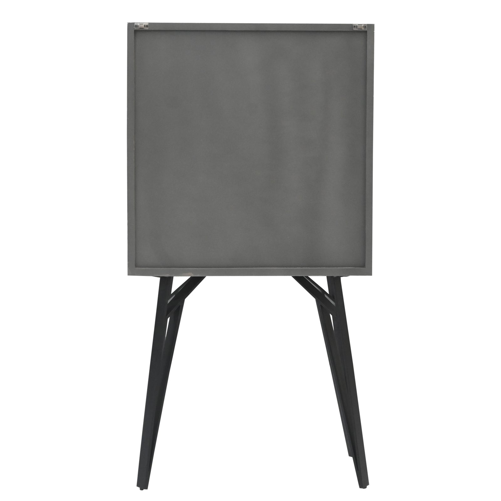 Modern 2-Door Storage Cabinet with Stone-Pattern Doors and Tall Metal Legs