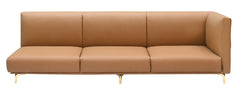 "Modern Tan Leather 3-Seater Sectional Sofa with  Gold Legs (Right-Arm/Left-Arm Facing)"