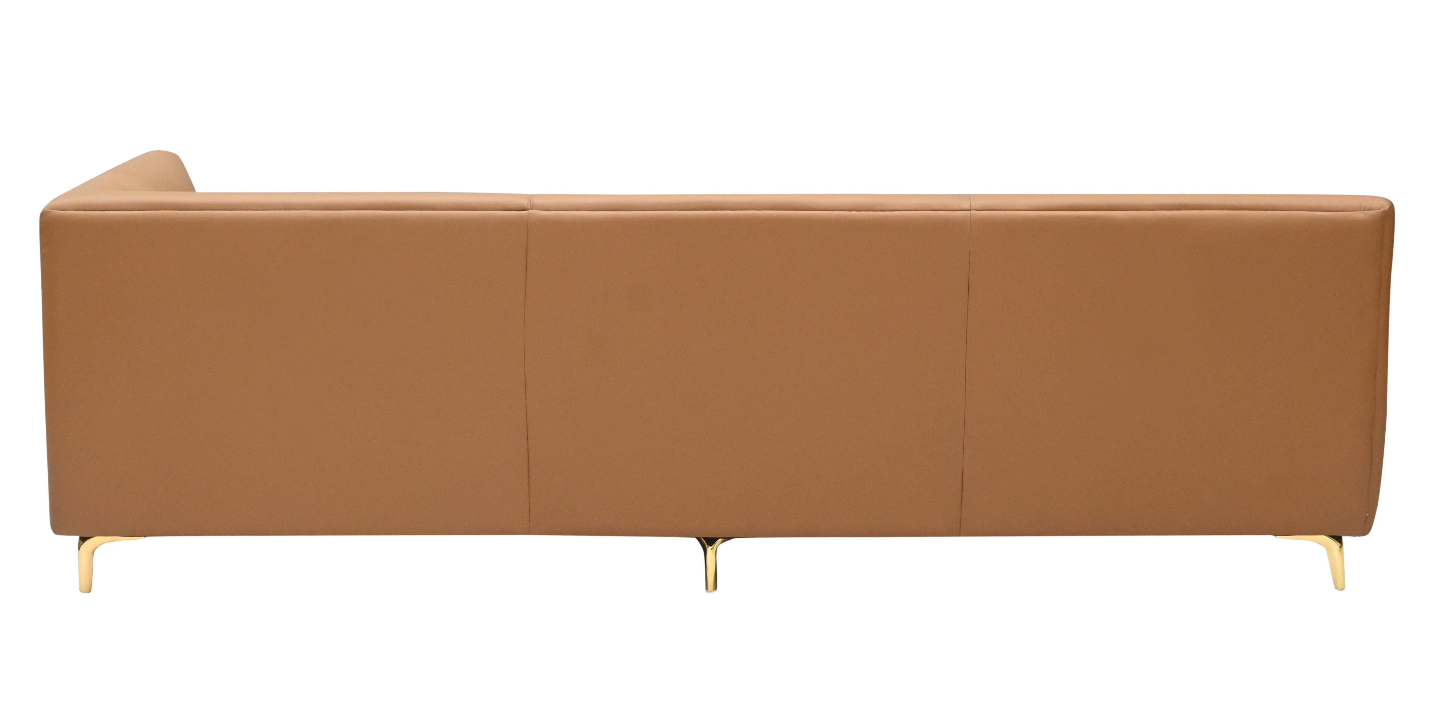 "Modern Tan Leather 3-Seater Sectional Sofa with  Gold Legs (Right-Arm/Left-Arm Facing)"