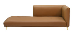 "Modern Tan Leather 3-Seater Sectional Sofa with  Gold Legs (Right-Arm/Left-Arm Facing)"