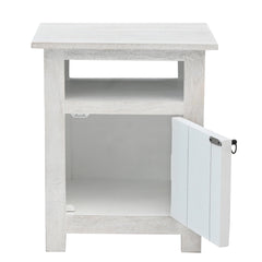 Hand-Carved Wooden 3-Drawer Nightstand  in Distressed Grey Finish