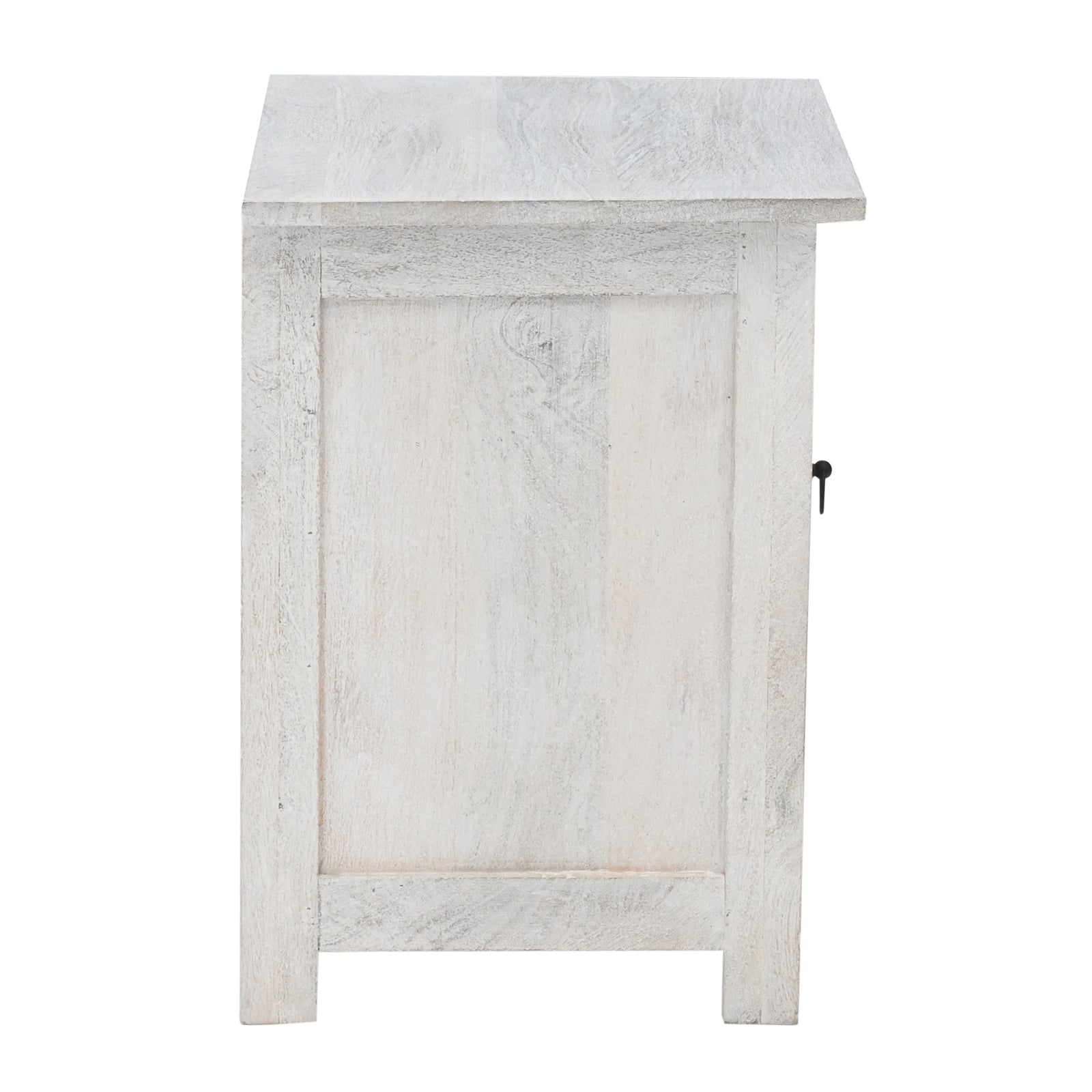 Hand-Carved Wooden 3-Drawer Nightstand  in Distressed Grey Finish
