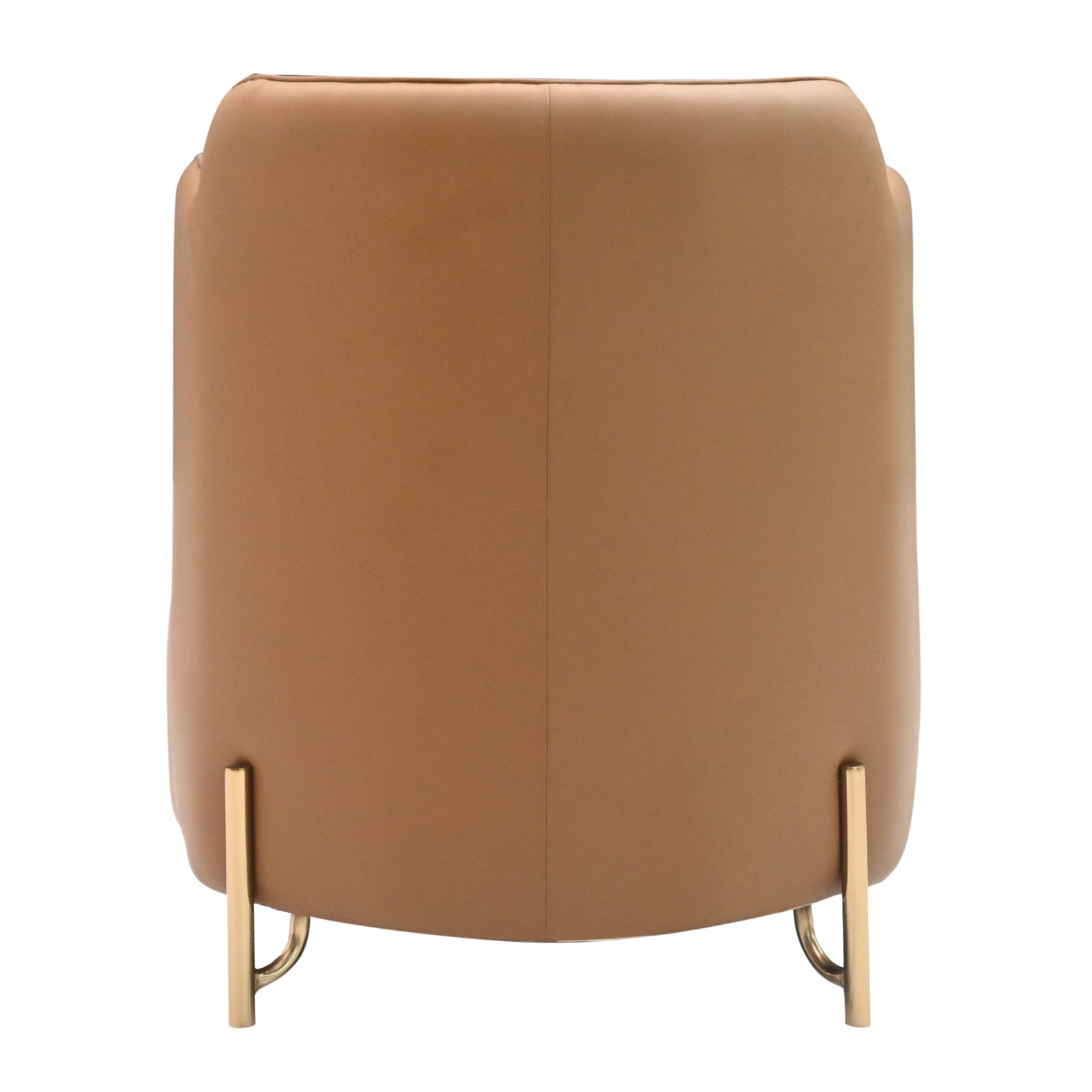 Modern Tan Leatherette & Houndstooth Fabric Accent Armchair with Gold Legs