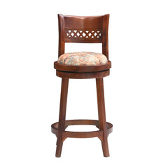 Wooden Bar Stool with Upholstered Seat & Backrest – Honey & Walnut