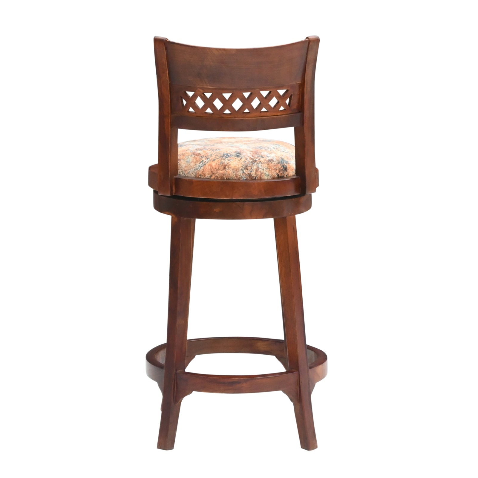 Wooden Bar Stool with Upholstered Seat & Backrest – Honey & Walnut