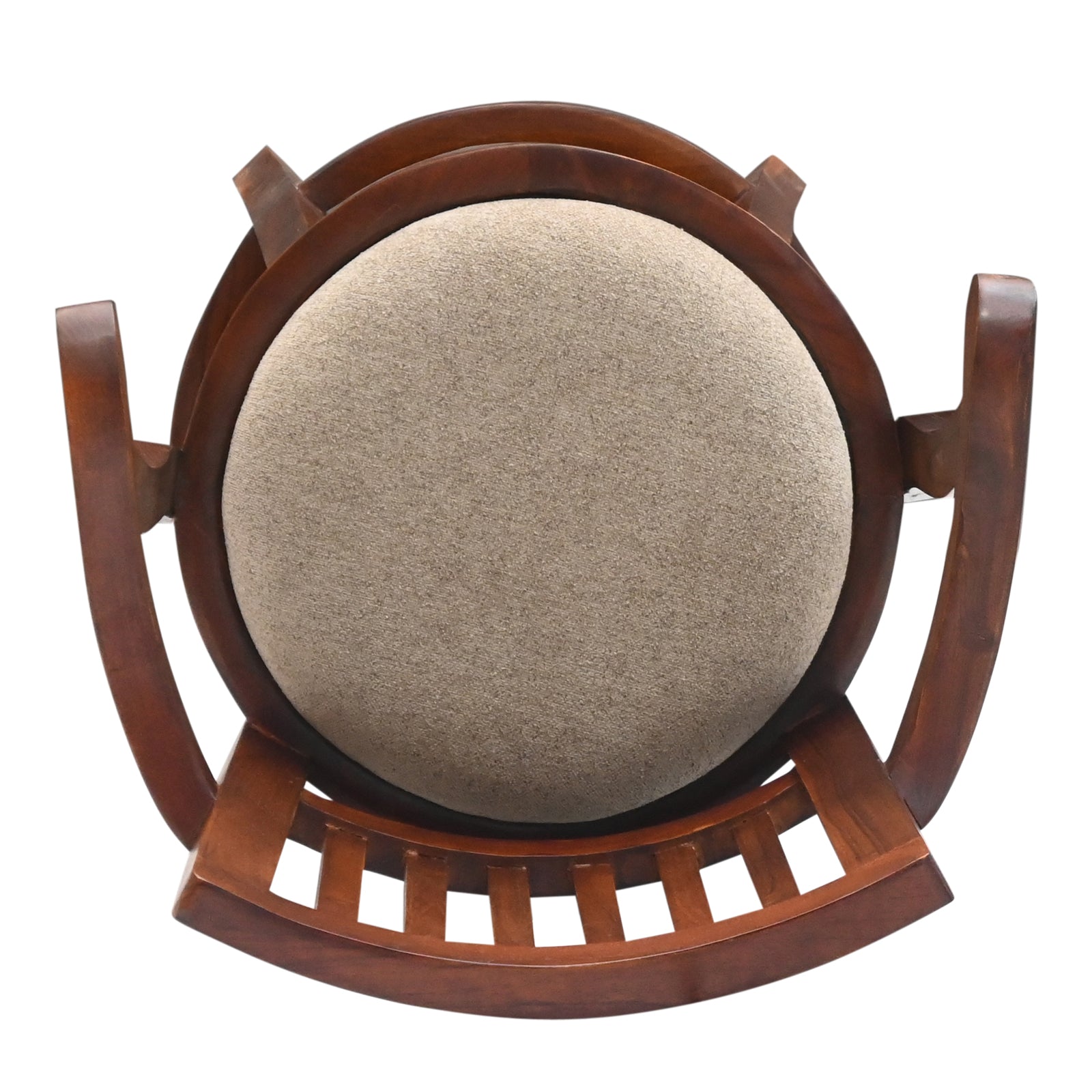 Wooden Bar Stool with Arms & Upholstered Seat – Brown