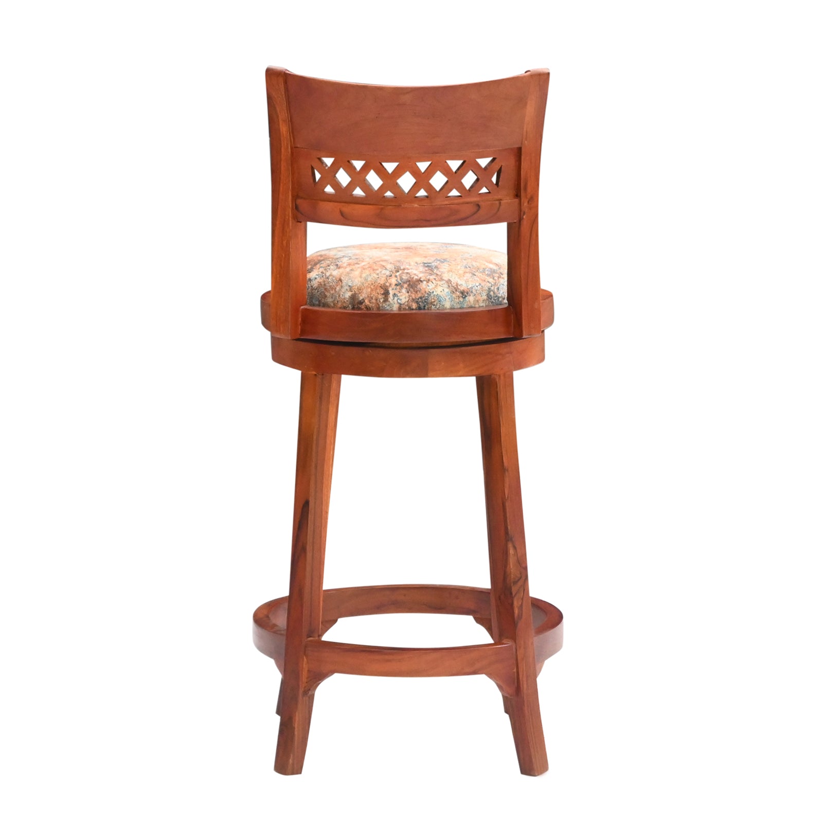 Wooden Bar Stool with Upholstered Seat & Backrest – Honey & Walnut
