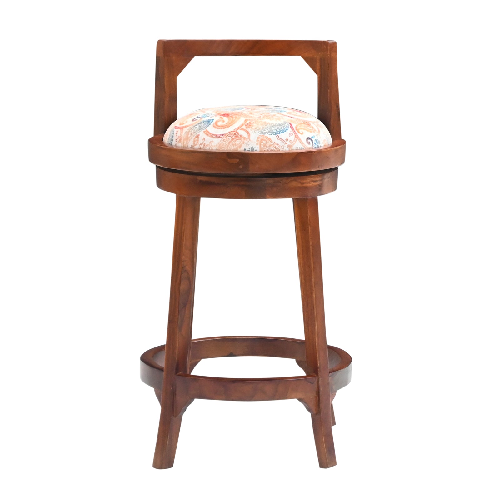 Wooden Bar Chair with Cushioned Seat & Footrest