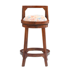 Wooden Bar Chair with Cushioned Seat & Footrest