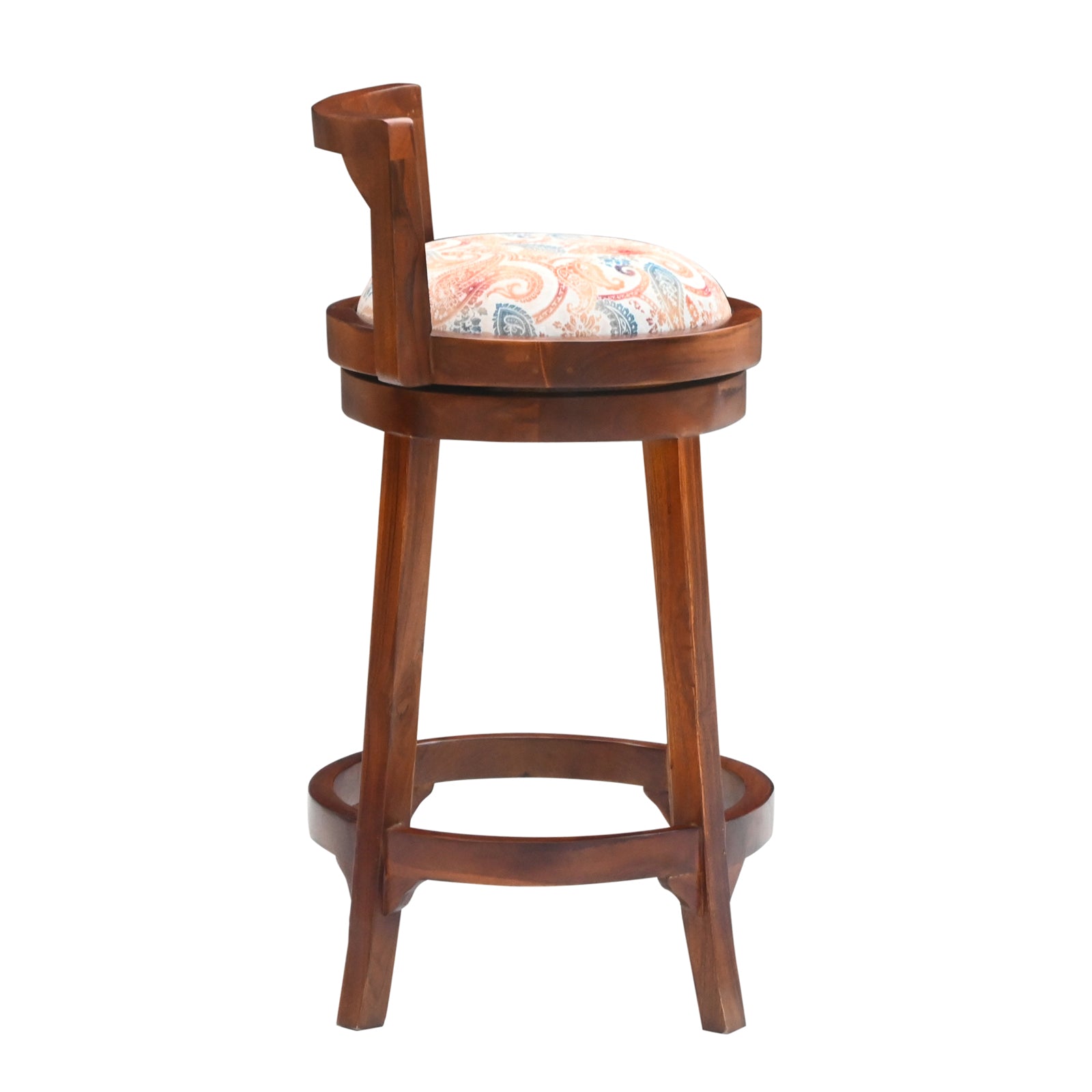 Wooden Bar Chair with Cushioned Seat & Footrest