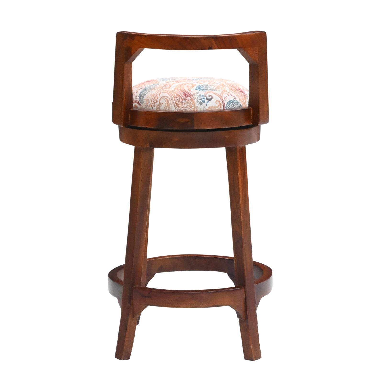 Wooden Bar Chair with Cushioned Seat & Footrest