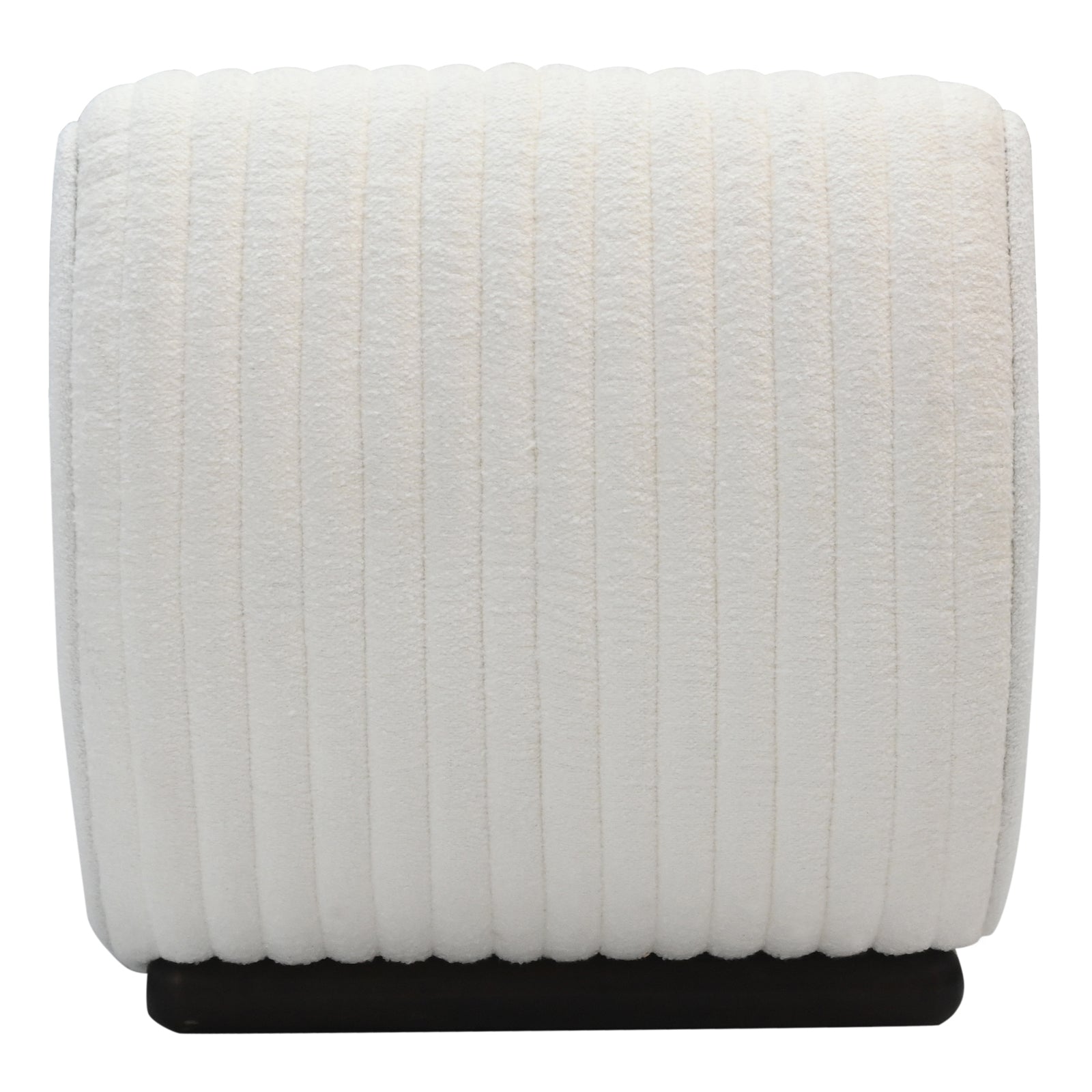 Modern Off-White Bouclé / Ribbed Channel Accent Lounge Chair with Dark Wooden Base