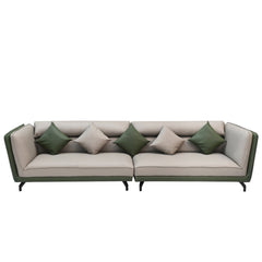 Modern Dual-Tone Fabric & Leatherette Sofa Set (Beige & Olive Green)
