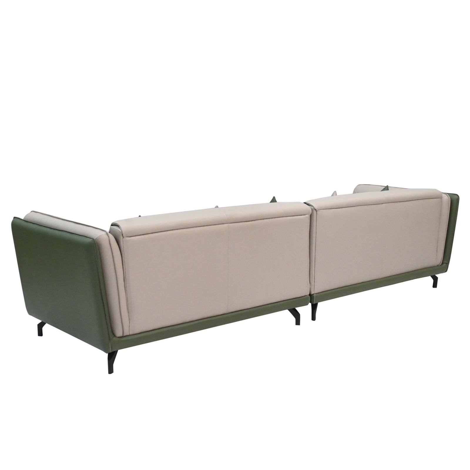 Modern Dual-Tone Fabric & Leatherette Sofa Set (Beige & Olive Green)