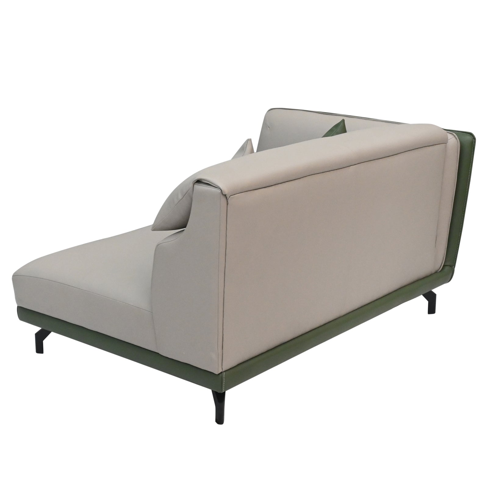 Modern Dual-Tone Fabric & Leatherette Sofa Set (Beige & Olive Green)