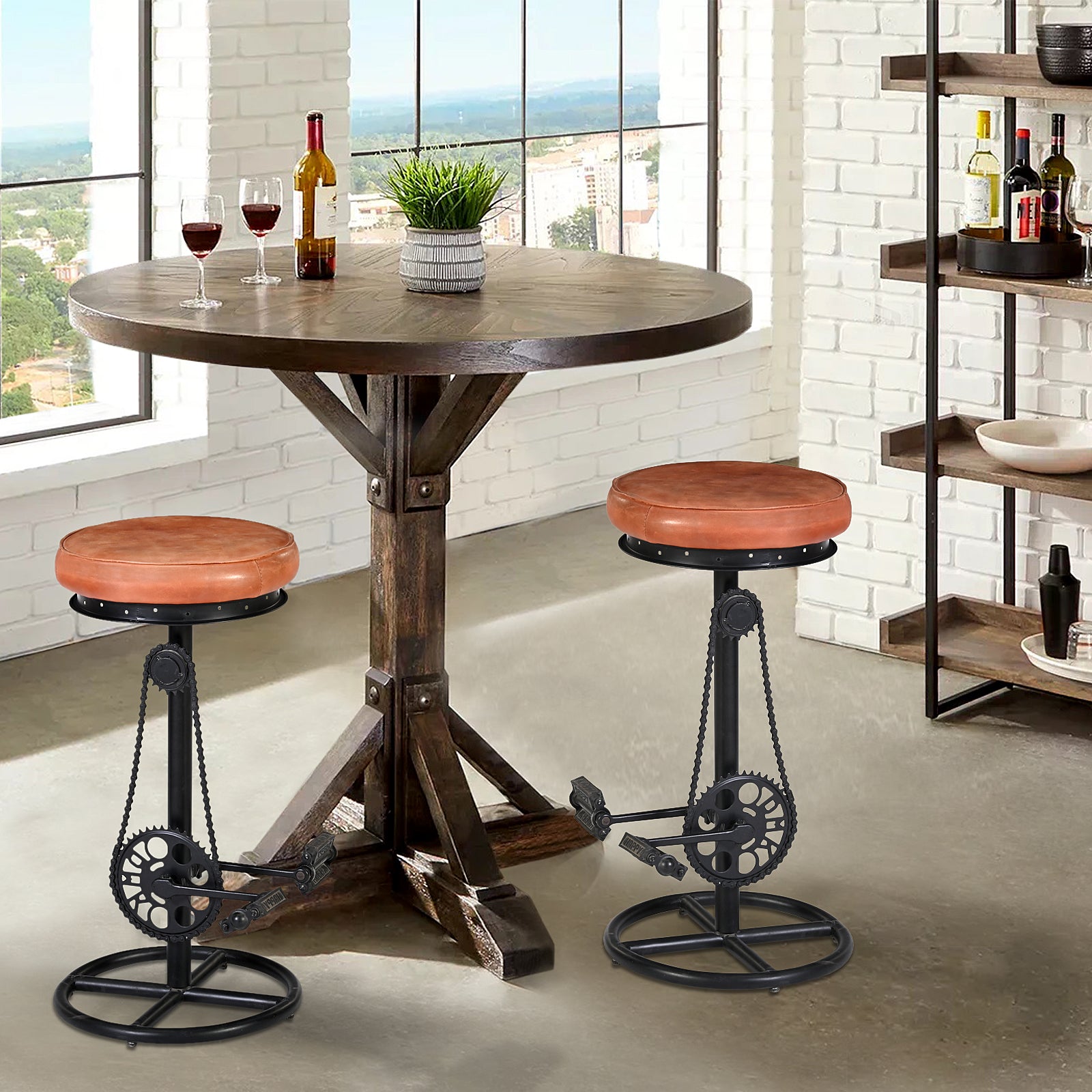 Buy Cycle Bar Stool Online India – Wood & Leather Seat | Furniba