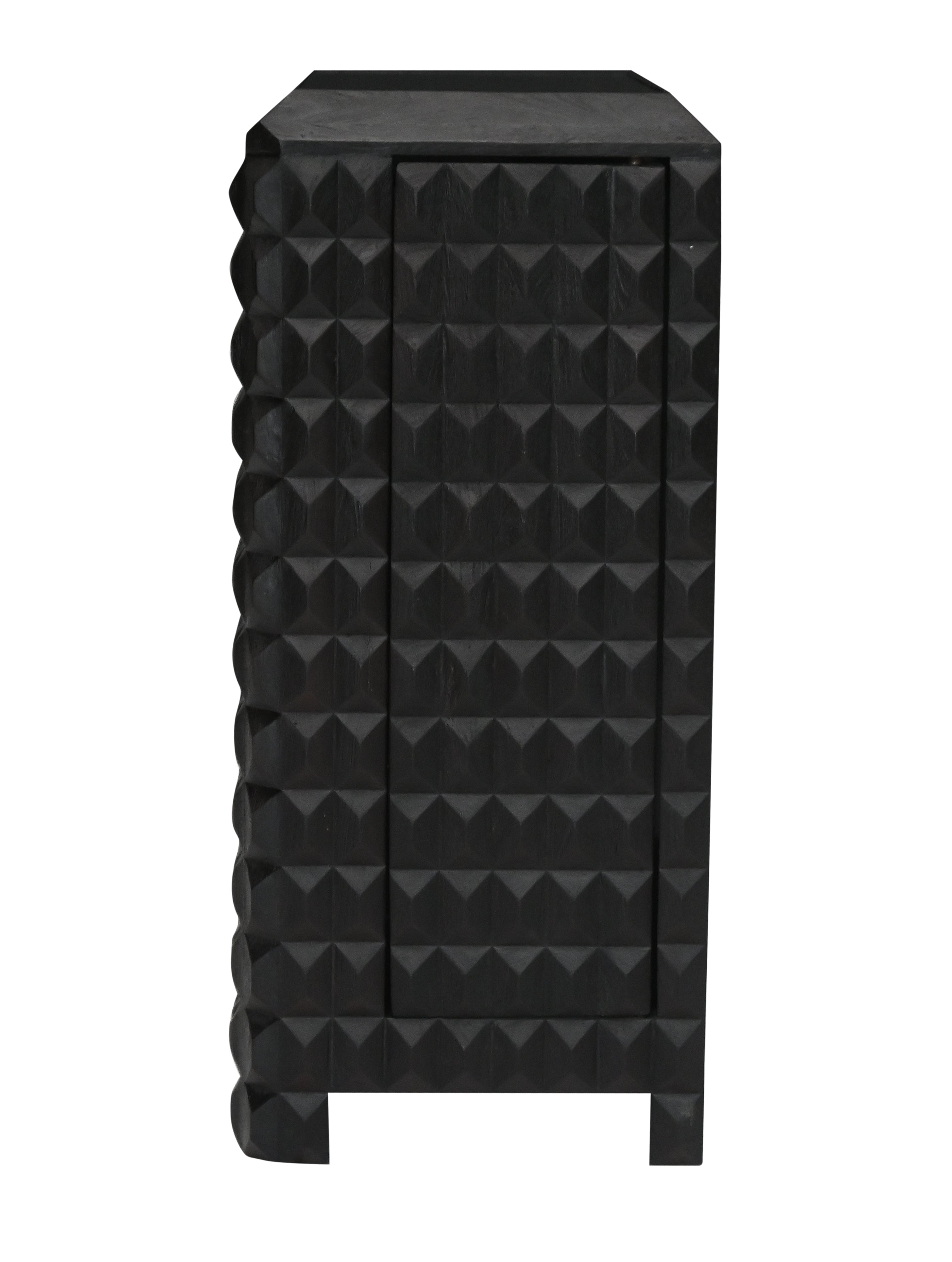 Wooden Bar Cabinet with 3D Diamond Carved Doors | Furniba