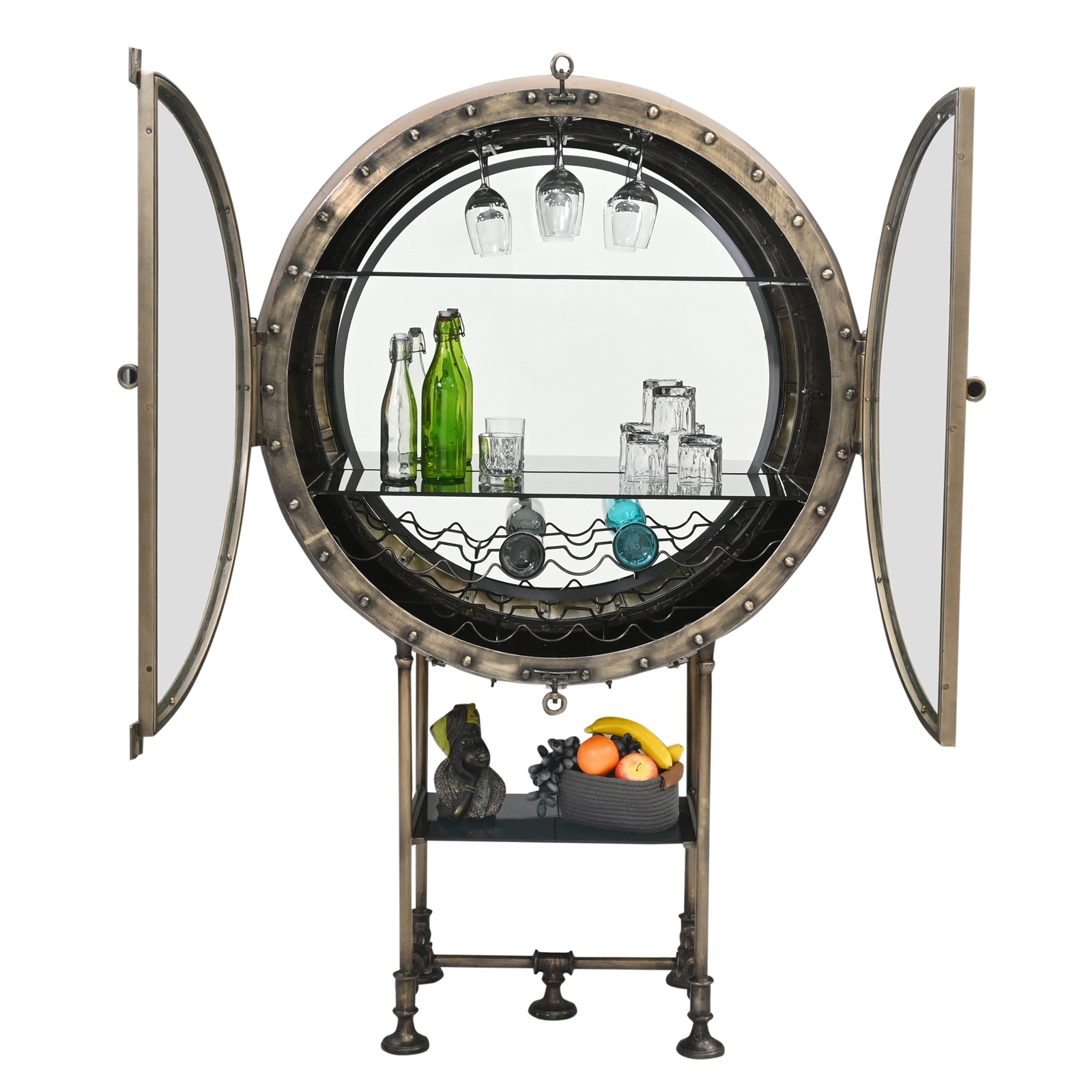 Wine Cabinet – Industrial Porthole with LED Light | Furniba