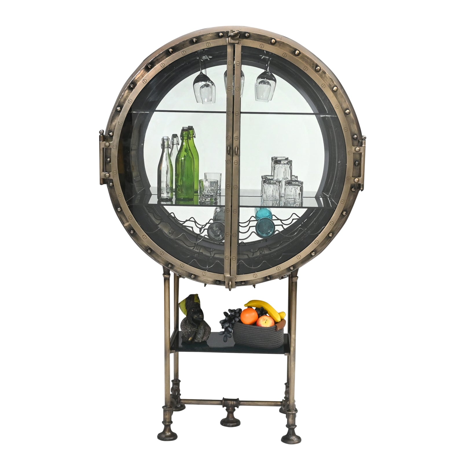 Wine Cabinet – Industrial Porthole with LED Light | Furniba