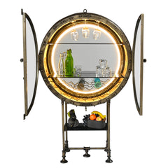 Wine Cabinet – Industrial Porthole with LED Light | Furniba