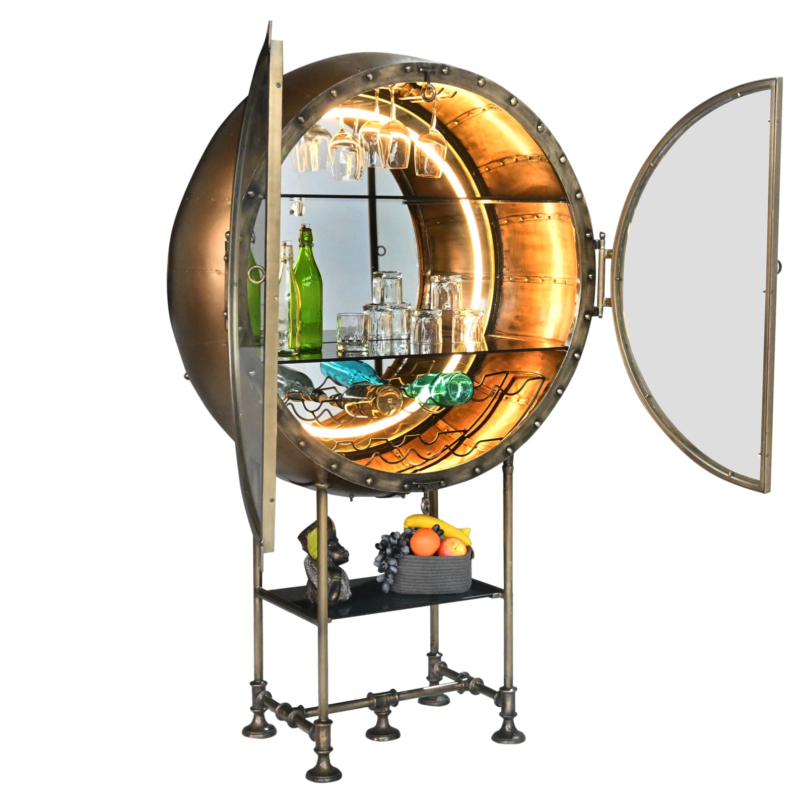Wine Cabinet – Industrial Porthole with LED Light | Furniba