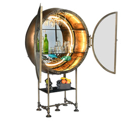 Wine Cabinet – Industrial Porthole with LED Light | Furniba