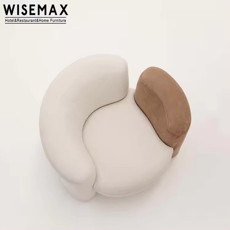 "Modern Curved Two-Tone Sofa and  Armchair Set (Cream & Brown)"