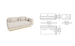 "Luxury Modern Beige Sectional Sofa  with Artistic Gold Side Accent"