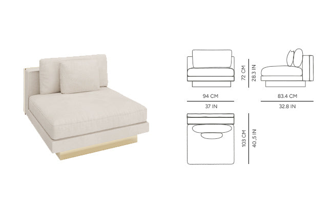 "Luxury Modern Beige Sectional Sofa  with Artistic Gold Side Accent"