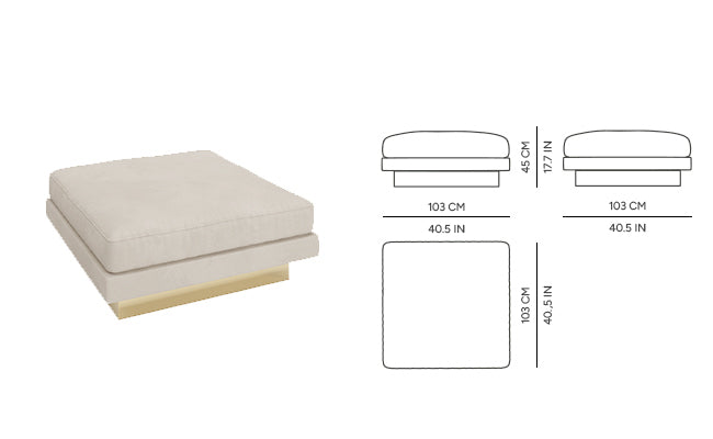 "Luxury Modern Beige Sectional Sofa  with Artistic Gold Side Accent"