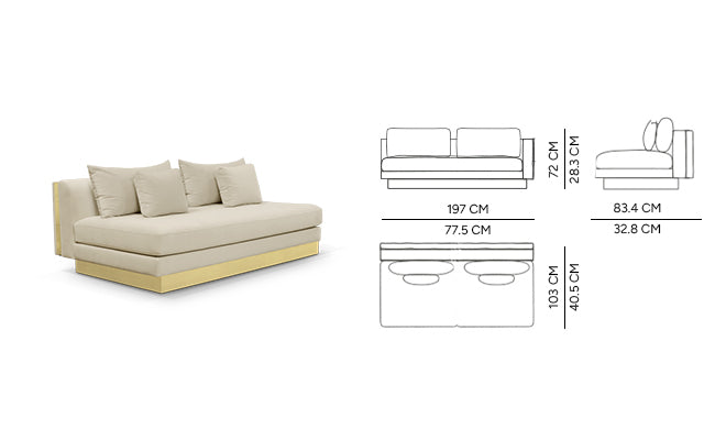 "Luxury Modern Beige Sectional Sofa  with Artistic Gold Side Accent"