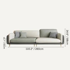 "Modern Tri-Tone Modern Grey & Cream  3-Seater Sofa with Houndstooth Pillows"