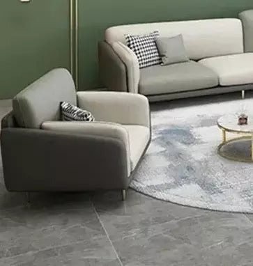 "Modern Tri-Tone Modern Grey & Cream  3-Seater Sofa with Houndstooth Pillows"