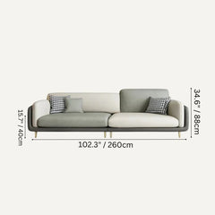 Modern Tri-Tone Modern Grey & Cream 3-Seater Sofa with Houndstooth Pillows