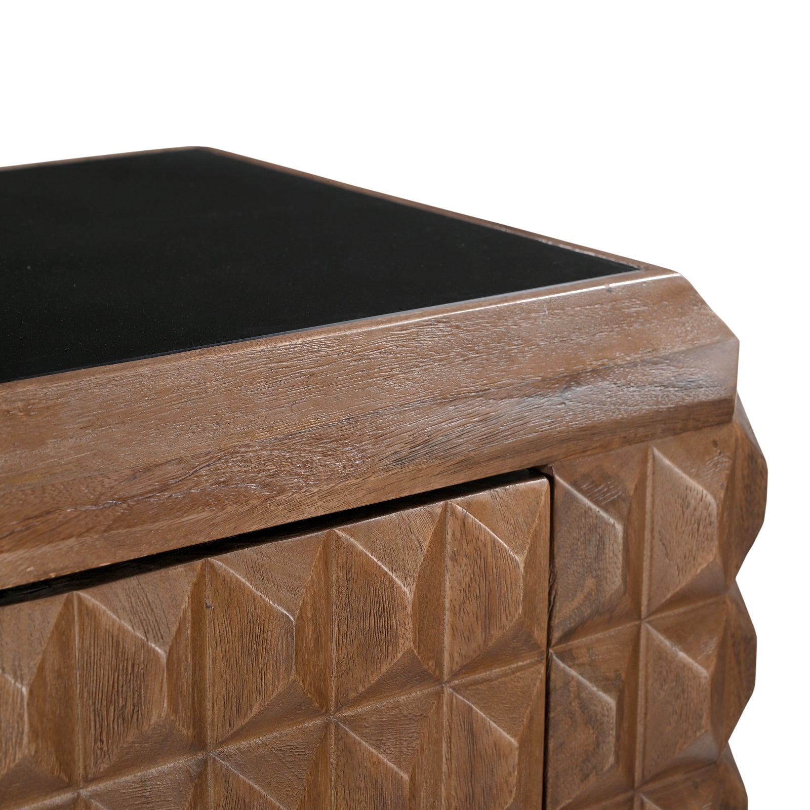Wooden Bar Cabinet with 3D Diamond Carved Doors | Furniba