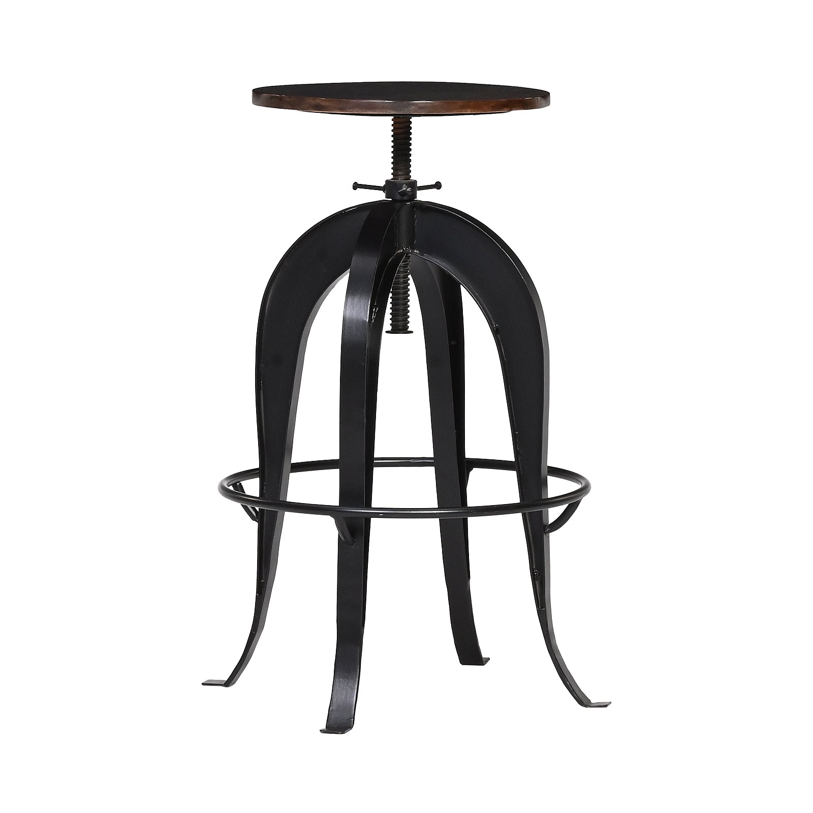 Industrial Adjustable Bar Stool with Wooden Seat – Brown | Furniba