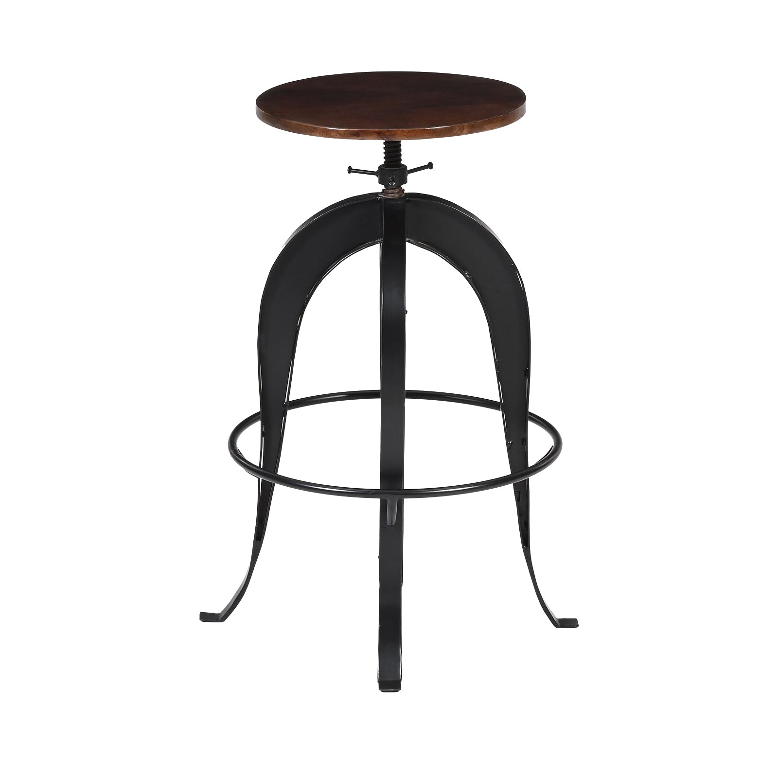 Industrial Adjustable Bar Stool with Wooden Seat – Brown | Furniba