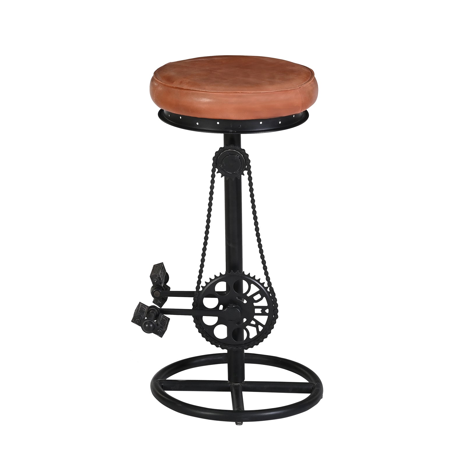 Buy Cycle Bar Stool Online India – Wood & Leather Seat | Furniba