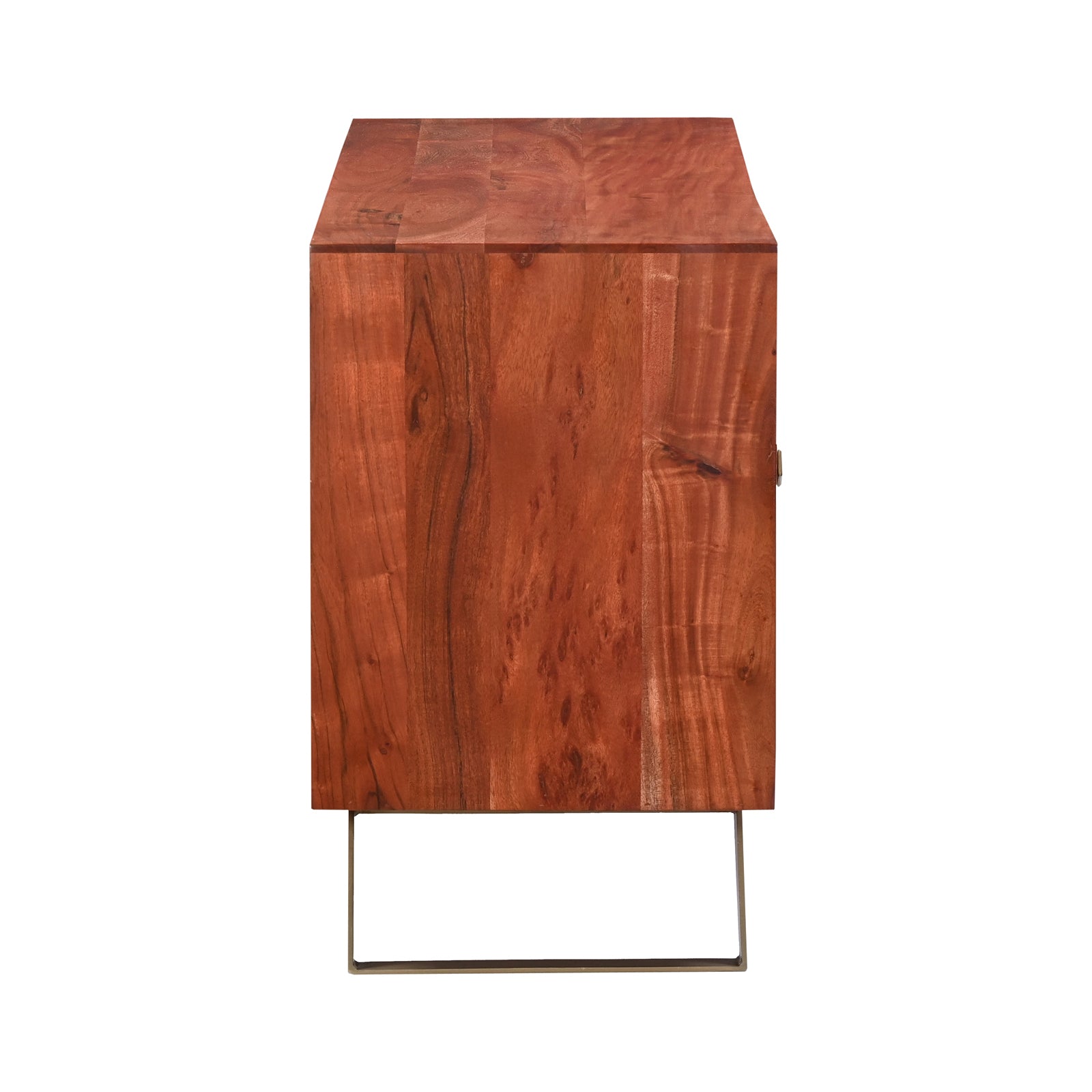 Modern Wooden 3-Door Sideboard Credenza  with Brass Inlay and Gold Legs