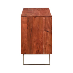 Modern Wooden 3-Door Sideboard Credenza  with Brass Inlay and Gold Legs