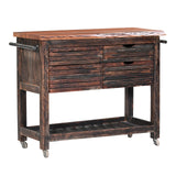 Wooden Kitchen Trolley with 4 Drawers & Open Shelf | Furniba